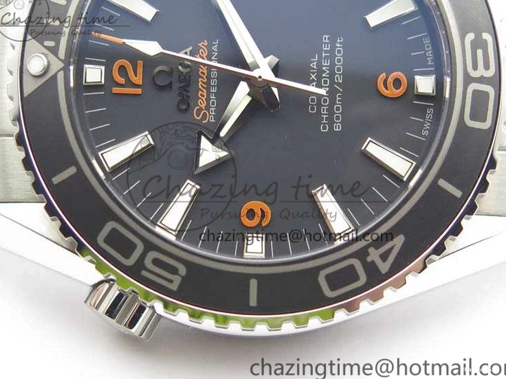 0415 Planet Ocean Pro 45mm OMF 1:1 Best Edition Orange Marker On SS Bracelet A8500 (Black Balance Wheel) Durable 8141